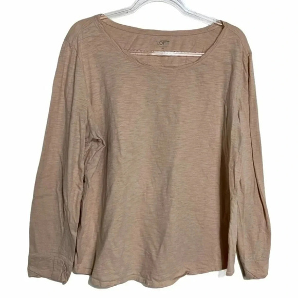 Ann Taylor Loft XXL tan‎ glitter long sleeve shirt - Picture 1 of 5
